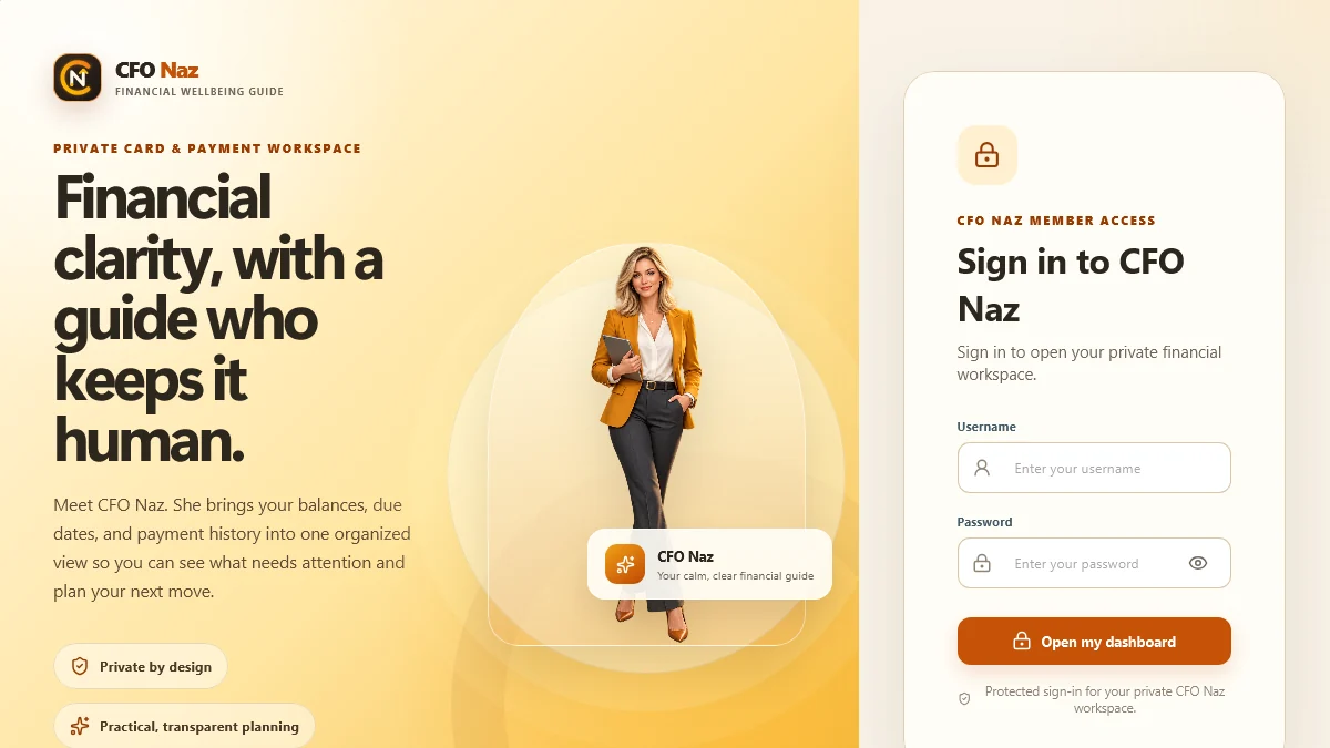 Verified public preview of the CFONAZ.com financial wellbeing member-access page